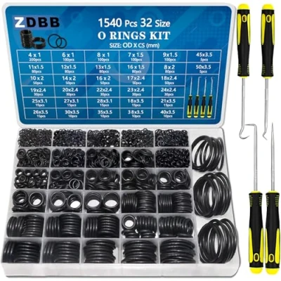 Imagen de ZDBB 32 Tamaño 1540 Piezas o Anillos Surtido Kit Métrico Nitrilo Caucho Anillo Set con 4 Pick para Automóvil Grifo Lavadora a Presión Fontanería Aire Gas Reparación OD 4mm 50mm