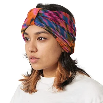 Imagen de Casualbox Tie Dye Cinta para El Pelo Hippie Moda Elástico Cabeza Envolver Tapa 60&#039;S 70&#039;S Retro Bandana Psicodélico Flor Patrón B