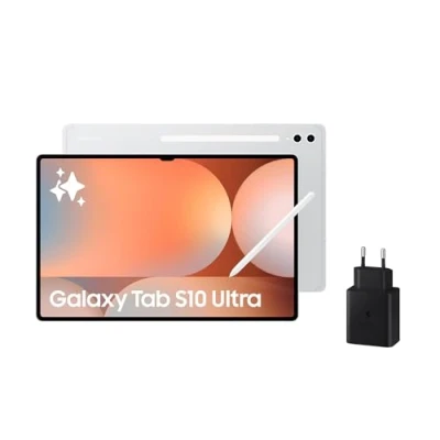 Imagen de Samsung Galaxy Tab S10 Ultra 256GB + Cargador Tablet IA, Tableta Android Wifi, 12GB RAM, Pantalla AMOLED, Antirreflejos, S Pen Incluido, Plata (Versión Española)