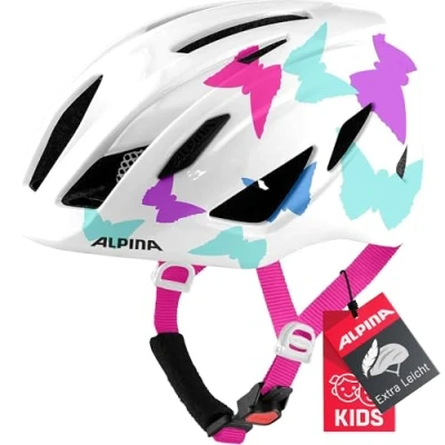Imagen de Alpina Pico Casco de Bicicleta, Unisex Niños, Pearlwhite Butterflies Gloss, 50