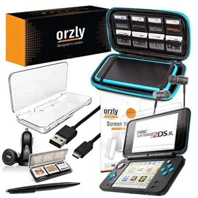 Imagen de Orzly Accesorios 2DSXL, Pack New Nintendo 2DS XL [Paquete Incluye: Cargador de Coche/Cable USB/Funda para Consola/Fundas Cartuchos y más…] (Véase descripción más información)