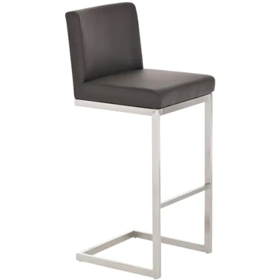 Imagen de CLP Taburete de Bar Paros en Estilo cantiléver I tapizado Cuero sintético Silla Alta con Respaldo &amp; reposapiés, Color:marrón