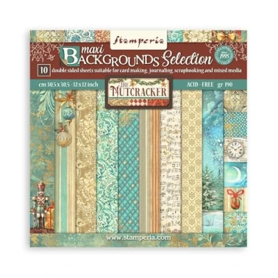 Imagen de Stamperia Scrapbook Paper Pad for Scrapbooks, Albums, Cards, Bullet Journals and More, Acid Free, Double Sided, Perfect Crafts Gifting (The Nutcracker Maxi Background) (30,5 x 30,5 cm)