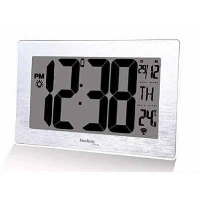 Imagen de Technoline Pequeño WS8019 y Moderno Reloj de Pared con Aspecto Plateado Cepillado, tamaño: 212 x 140 32 mm