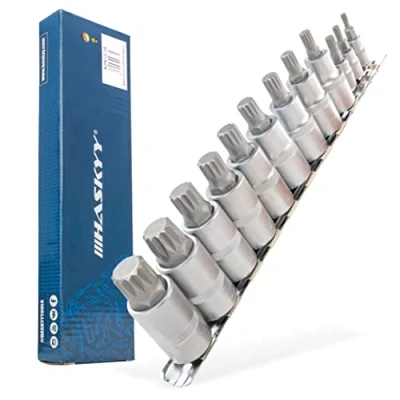 Imagen de Haskyy Juego de 12 llaves vaso con puntas multidientes XZN, M4, M5, M6, M8, M9, M10, M11, M12, M13, M14, M16, M18
