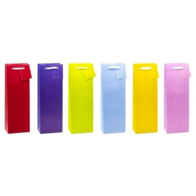 Imagen de TSI 86291 Bolsas de regalo en colores modernos, paquete 12 unidades, tamaño: botella (33 x 10 9 cm)