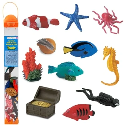 Imagen de 11 Figuras en Miniatura de Arrecife Coral Criaturas Marinas No Tóxico y Libres BPA Adecuadas para Edades 3+ Safari Ltd