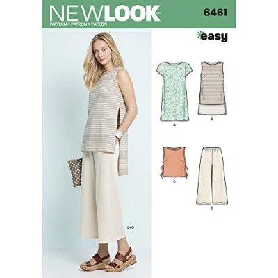 Imagen de Nuevo patrón de Costura Look 6461 A Patrones para Vestido, túnica, Top y Pantalones Pirata, Color Blanco