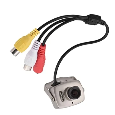 Imagen de Yunseity Mini Cámara, 3,6mm 6 LED con Cable CMOS Audio/Video Cámara de Vigilancia CCTV, Micro Vídeo Digital Visión Nocturna Compatible PAL/NTSC(Sistema PAL)