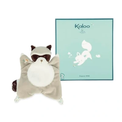 Imagen de KALOO Fripons Doudou Cuadrado Gaston el Mapache Dudú Mullido y Supersuave 24 cm Desde Nacimiento, K205001