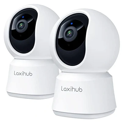 Imagen de LAXIHUB P2 Cámara 360 2PC, Panorámica e Inclinable de 1080p FHD para Monitor Mascotas Bebés, Detección Movimiento, Tarjeta SD/Almacenamiento en la Nube, Funciona con Alexa