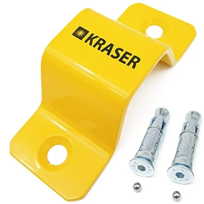 Imagen de KRASER KR40Y Anclaje Suelo Antirrobo para Cadena Seguridad hasta ø40, Alta Mas Visible, 2 Pernos Expansivos, Fijación Pared Parking Garaje Moto Remolque Scooter Bici
