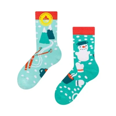 Imagen de Dedoles Calcetines Unisex Hombre Mujer y Niños Algodón muchos diseños divertidos diferente izquierda derecha, color: Azul, diseño: Aventura invernal (invierno), tamaño: 31 34