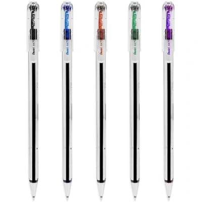 Imagen de Pentel BK77 Superb Bolígrafos Punta de 0,7 mm Pack 5 Negro, Azul, Rojo, Verde, Violeta