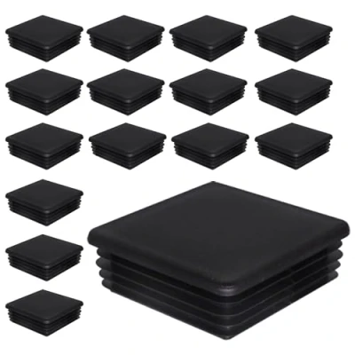 Imagen de SKIR&#039;CO 16 tapones cuadrados de plástico 80 x mm, tapas tubo mate, insertos cuadrados, para postes valla, color negro RAL 9005