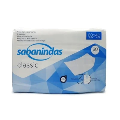 Imagen de Indas Sabanindas Classic 60x40 30 Protectores Absorbentes para Incontinencia Confort Duradero Seguridad y Práctica Libre de Látex
