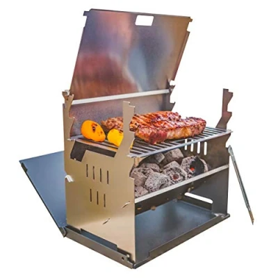Imagen de FENNEK Grill Barbacoa desmontable de carbón Diseño compacto acero inoxidable Ideal para acampar, autocaravanas, el jardín y aire libre
