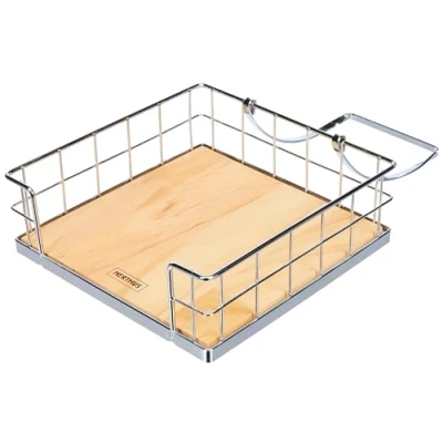 Imagen de Nerthus FIH 549 Servilletero de Acero Inoxidable y Base Madera