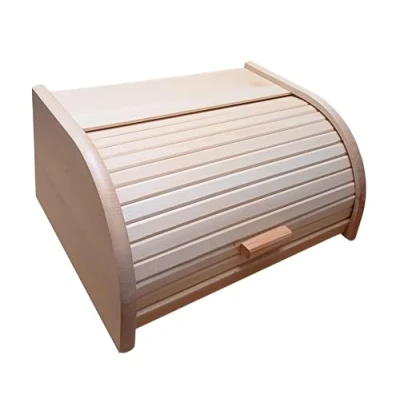 Imagen de Panera de MADERA con tapa corredera densa Grande CRUDA