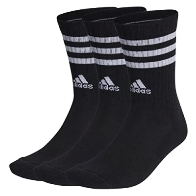Imagen de adidas Unisex adulto 3 Stripes Cushioned Crew Socks Pairs, Black / White, 10.5 12.5