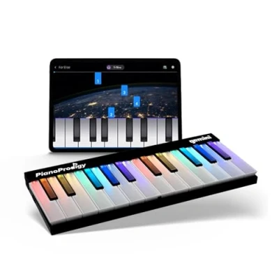 Imagen de Gemini Sound PianoProdigy Teclado MIDI inalámbrico iluminado de 24 teclas GPP 101, Debe conectarse a un dispositivo iOS/Android para obtener sonido, Ampliable, Bluetooth, portátil