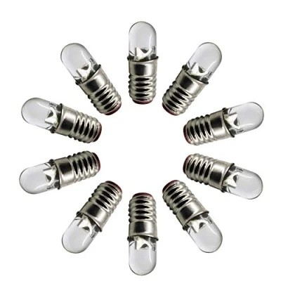 Imagen de Ruiandsion Bombilla LED E5 de 3 V, luz blanca cálida E5.5, base rosca, para luces tren, paquete 10 unidades
