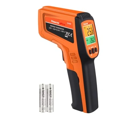 Imagen de ThermoPro TP450 pistola de temperatura láser dual, termómetro infrarrojo digital para parrilla horno pizza, emisividad ajustable 50 ℃ a 1022 (no humanos)