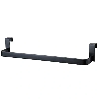 Imagen de Kibath 438423 Toallero de Acero Inoxidable. sin taladros para Mueble baño. Acabado en Negro Mate. Largo 36cm. Colocación Necesidad Herramientas, 36 cm