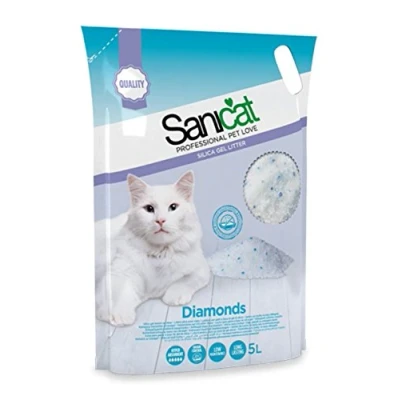 Imagen de Sanicat Arena de gel sílice para gato, perfume Diamond, 5 litros