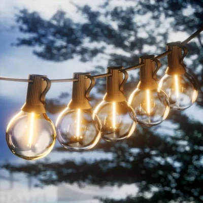 Imagen de Yuucio Guirnalda Luces Exterior 45 Metros, LED Cadena de con 75+2 G40 Plástico Bombillas, Guirnaldas Luminosas Impermeable Para Patio,Jardín, Boda, Partido 2700K Blanco cálido