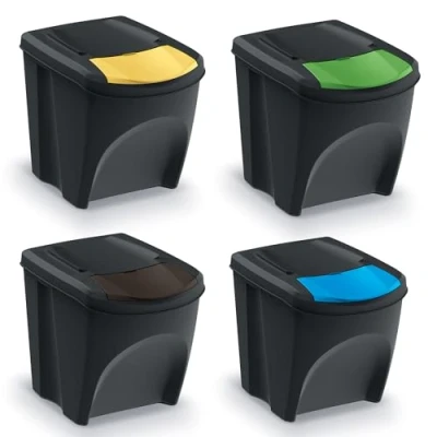 Imagen de Keden Sortibox Juego de Cubos Reciclaje Apilables (4, 25L)