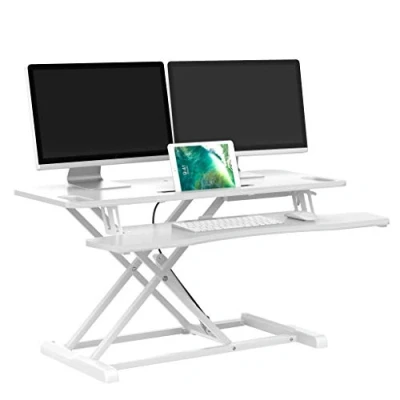 Imagen de bonVIVO Escritorio de Pie Mesa Elevable con Altura Ajustable Standing Desk Regulable Convertible para Estudio, Trabajo Plataforma Ordenador