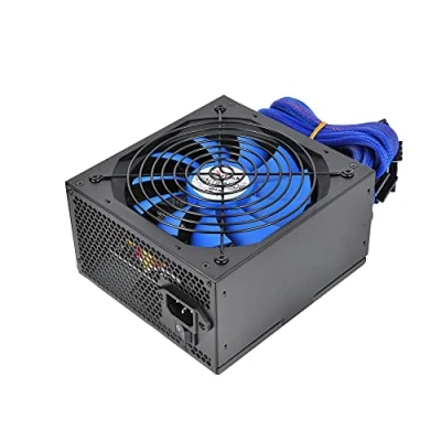 Imagen de L LINK Fuente de alimentación para PC con Tecnología ATX y potencia 750W Certificado RoHS Ventilador 140mm control PMW silencioso e iluminación Azul Cables Mallados en color
