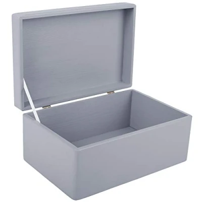 Imagen de Creative DECO Gris Grande Caja Madera Decorativa Almacenaje 30 x 20 14 cm (+/ 1cm) con Tapa Cofre Navidad Decorar Regalo Decoupage Juguetes, Documentos, Objetos de Valor, Herramientas