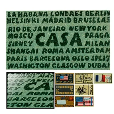 Imagen de LucaHome Felpudo de Coco Natural 70x40 con Base Antideslizante, Divertido Capitales Casa,Felpudo Absorbente Entrada casa, Ideal para Puerta Exterior o Pasillo