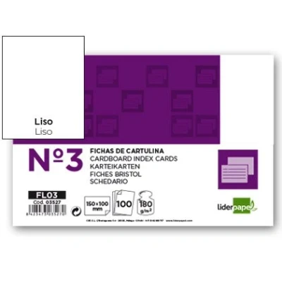 Imagen de Ficha liderpapel lisa nº3 100x150mm paquete de 100 180g