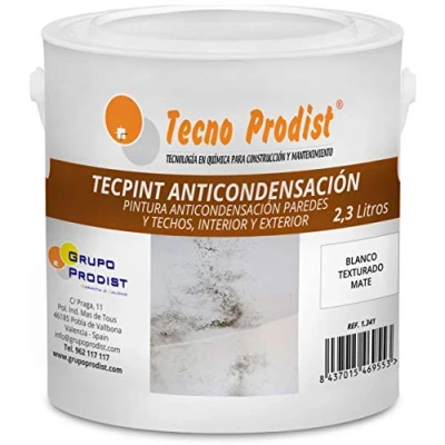 Imagen de Tecno Prodist TECPINT ANTICONDENSACIÓN (2,3 Litros) Pintura Anti condensación al Agua para Interior y Exterior Paredes Techos gran cubrición blancura Fácil Aplicación (BLANCO)