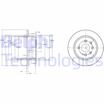 Imagen de DELPHI BG2635 Disco de freno 260 10 4 macizo aceitado sin procesar cojinete rueda, anillo sensor ABS OPEL: Astra F CC, Berlina