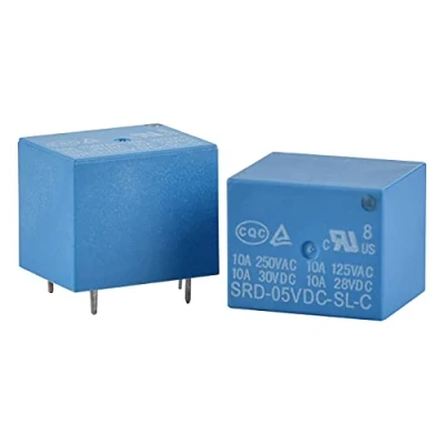 Imagen de Heschen Relé de placa para, PC SRD 05VDC SL C, DC5V Bobina, SPDT, 10A 250VAC, 5 pines terminales, paquete 2 unidades
