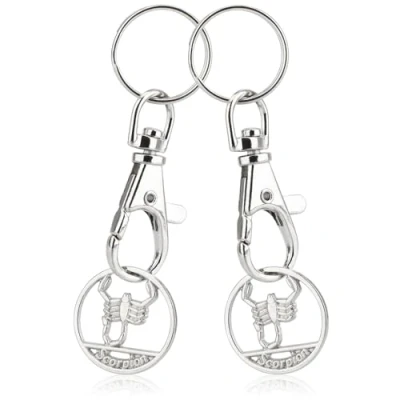 Imagen de Robin Goods® 2X Llavero Signo del Zodiaco Escorpio Chip Carrito de la Compra, Colgante para el Compra con extraíble (Escorpiones 2X)