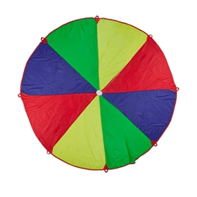 Imagen de Relaxdays Lona de Impulso Juego Paracaídas para Niños, Ø 3,5 m, 8 Asas, Tela Redonda Saltar, Cumpleaños Infantiles, Multicolor, Poliéster