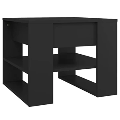 Imagen de vidaXL Mesa de Centro Mesita Auxiliar Consola Lateral Salón Sofá Sala Estar Café Muebles Mobiliario Madera Contrachapada Negro 55,5x55x45 cm