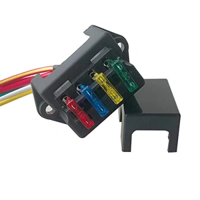 Imagen de QitinDasen Premium 4 Vías Caja de Fusibles Coche con Alambre, 2 Entradas Salidas Portafusibles Cuchilla Estándar Universal, 10Pcs (12V/24V/32V/48V)