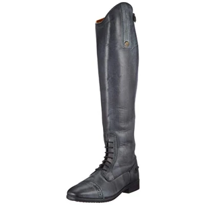 Imagen de HKM Valencia 9195 Botas de equitación para adulto, largo y estrecho, talla 44, color negro gris