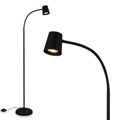Imagen de BRILONER Lampara de pie como decoración salón y lámpara lectura, 127.5x21cm, Giratoria, Interruptor pie, Iluminación indirecta, led, Luz Negro