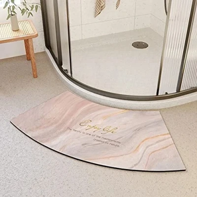 Imagen de MOTT 50 alfombrilla de ducha esquina secado rápido, antideslizante, curvada para circular, suave, absorbente, alfombra sector baño, cómoda, tinta
