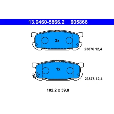 Imagen de ATE 13.0460 5866.2 Juego de pastillas freno con avisador acústico desgaste MAZDA: MX 5 2