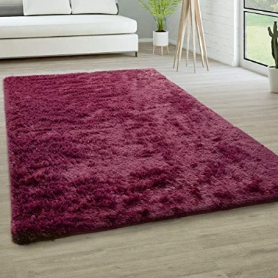 Imagen de Alfombra Salón Pelo Largo Piel Sintética Shaggy Mullida Y Suave En Monocolor, tamaño:200x290 cm, Color:Púrpura