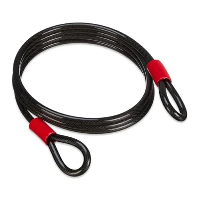 Imagen de Relaxdays Cable Antirrobo Bicicleta Ø12 mm, de Acero, Revestimiento Plástico, con Argollas, 3 m Largo, Negro