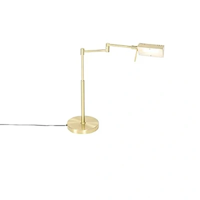 Imagen de Qazqa Moderno Lámpara de mesa diseño dorado LED regulador táctil NOTIA Vidrio/Acero Alargada Incluye Max. 1 x 12 Watt